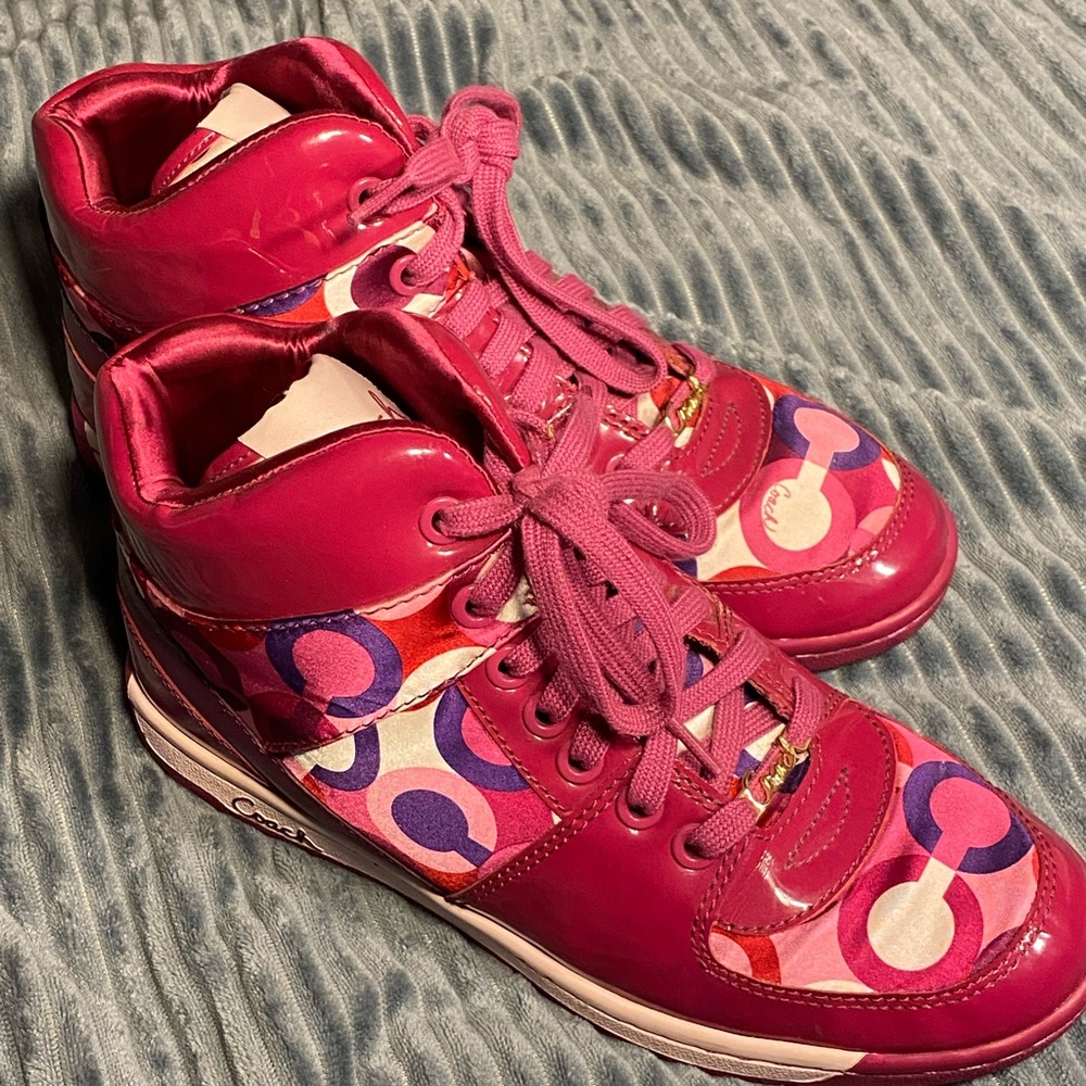 Pink Natalee Coach Hightops Gold accents and multicolor logos